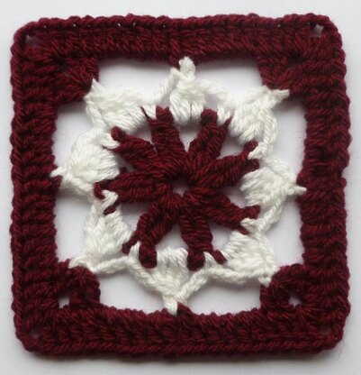 Crochet Granny Square Floral Afghan Block Motif LD-0118