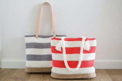 Striped beach bag