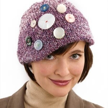 All Buttoned Up Decorated Cap in Lion Brand Homespun - 50183-3