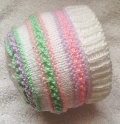 Pastel stripes baby beanie hat