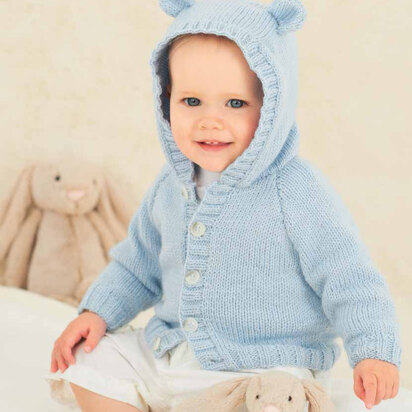 Cardigan with Collar or Hood and Hat in Rico Baby Classic DK - 092