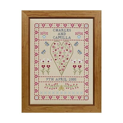 Historical Sampler Company Swag & Heart Wedding Sampler - Downloadable PDF