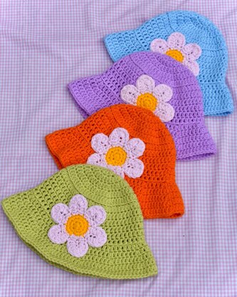 Crocheted flower power hat