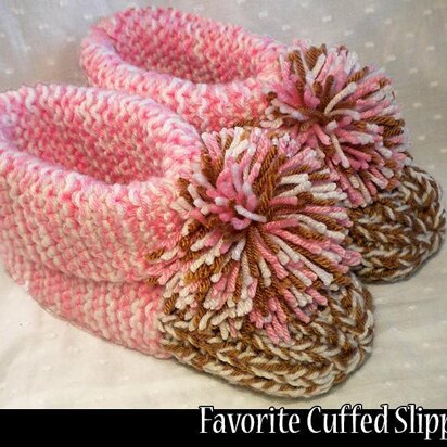 Favorite Cuffed Slippers - knitting pattern