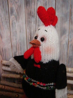 Toy knitting pattern rooster for Valentine's Day rooster, 4 roosters -1 pattern