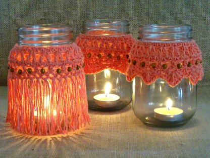 Crochet Beaded Candle Cozies