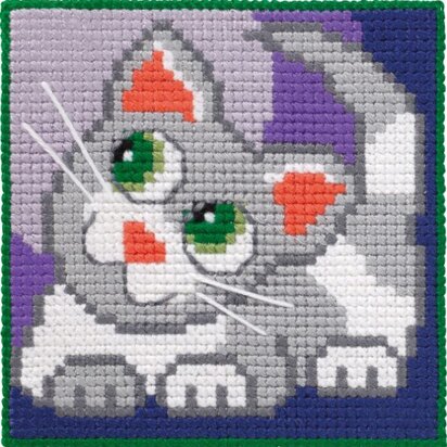 Permin Children's Kit Cat Cross Stitch Kit - 25x25cm