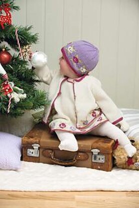 Baby Flora Christmas Dress, Cardigan and Beanie Age 0 -2yrs