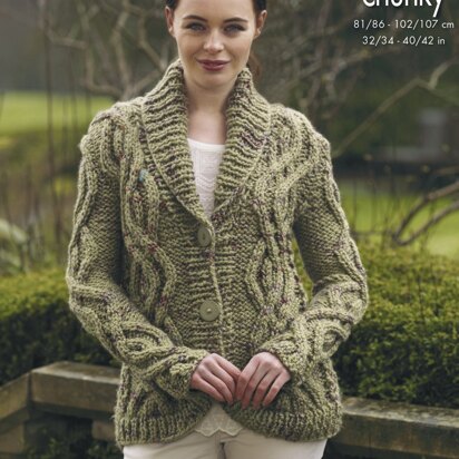 Coatigan & Cardigan in King Cole Big Value Super Chunky Twist - 4613 - Downloadable PDF