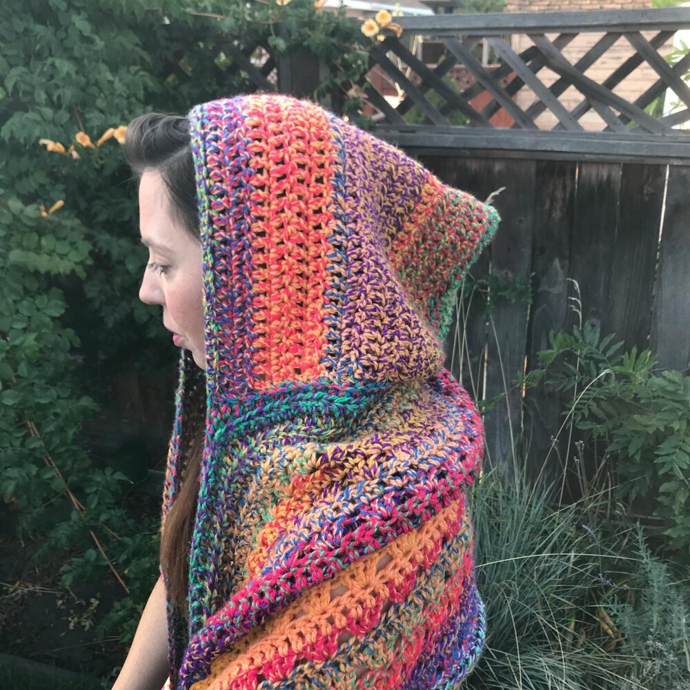 Hooded Pocket Shawl Crochet pattern by Pam Carr LoveCrafts