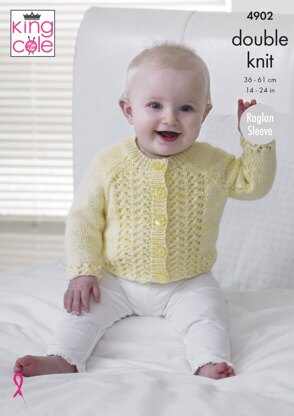 Baby Raglan Cardigans & Sweaters in King Cole Baby Pure DK - 4902 - Downloadable PDF