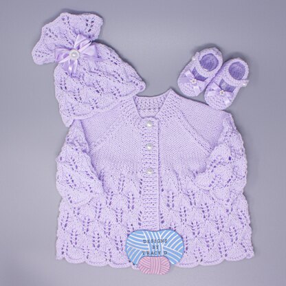 Tracy Baby Matinee coat, hat and shoes 18" chest