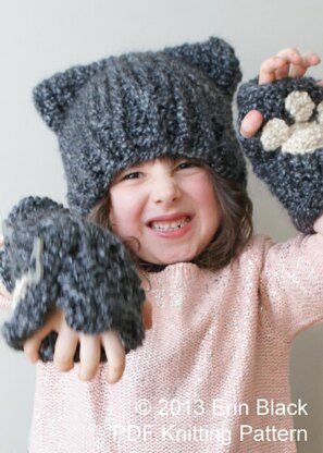 Chunky Kitty Hat and Arm Warmers (Hat006)