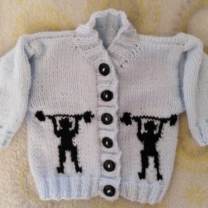 Weight Lifter baby Cardigan