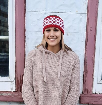 Red and White Checkerboard Headband