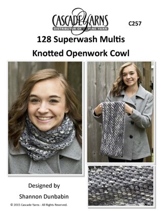 Multis Knotted Openwork Cowl in Cascade Yarns 128 Superwash - C257 - Downloadable PDF