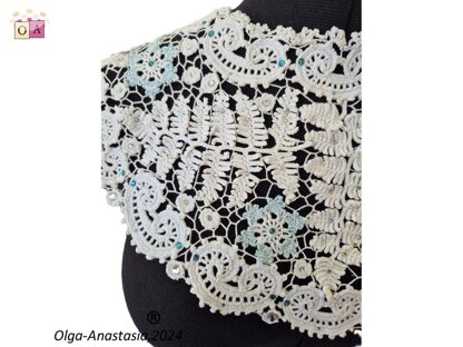 White Lace Irish Lace Detachable Collar "December"