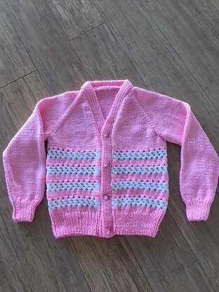 Child's Lacy 'V' Neck Top Down Cardigan 2T - 10y