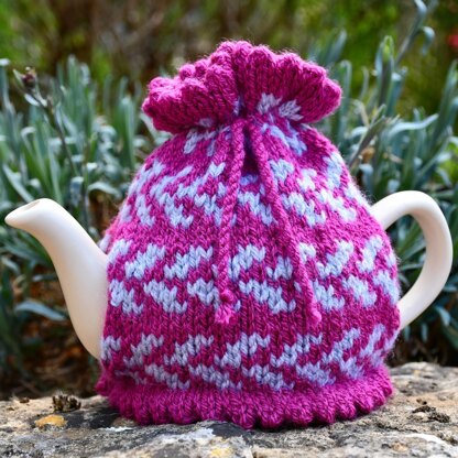 Boysenberry Fair Isle 2 Cup Teapot Cosy Knitting Pattern