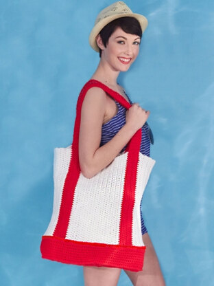 Nautical Tote Bag in Caron One Pound - Downloadable PDF