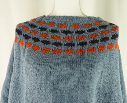 Easy Colorwork Poncho in Cascade Yarns Aegean Tweed - DK632 - Downloadable PDF