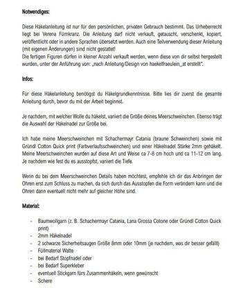 Meerschweinchen Guinea Pig Häkelanleitung deutsch und englisch