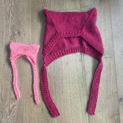 Matching knitted cat hats