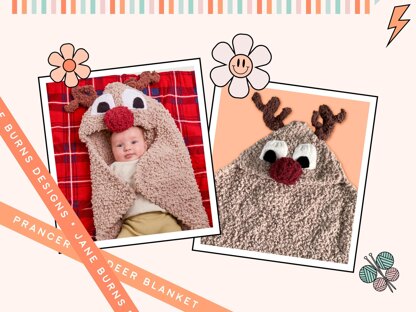 Prancer, Reindeer Hooded Baby Blanket, Baby First Christmas Knitted Gift