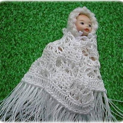 1:12th scale open lace baby shawl