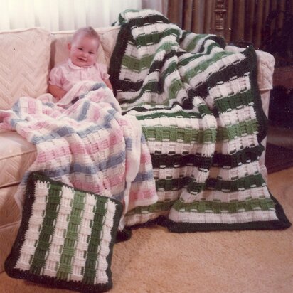 Basketweave Afghan and Pillow