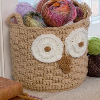 It's a Hoot Owl Container in Red Heart Super Saver Economy Solids - LW4085