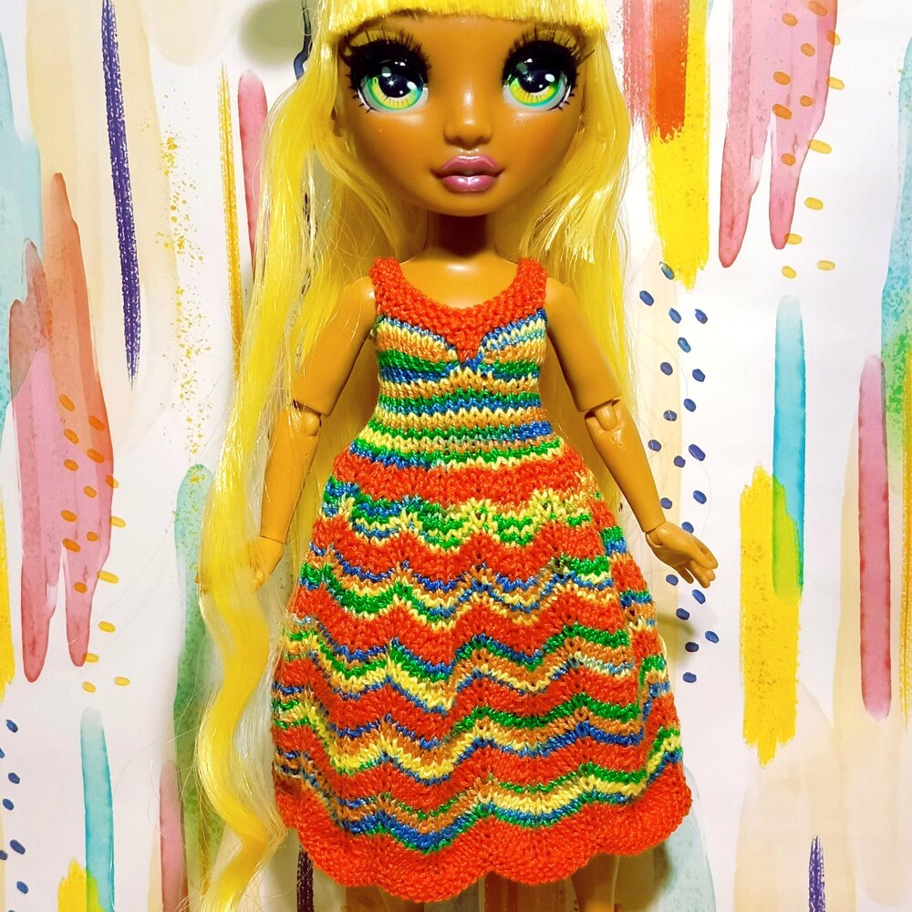 Dress "Colorful Summer" for fashion Rainbow dolls Knitting pattern by Olha Lu | LoveCrafts Dress "Colorful Summer" for fashion Rainbow dolls Knitting pattern by Olha Lu | LoveCrafts