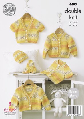 Raglan Cardigans, Hat & Socks in King Cole Drifter For Baby DK - 4490 - Downloadable PDF