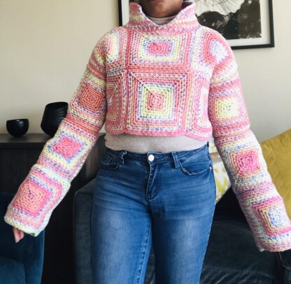 Moss Stitch Granny Square Sweater