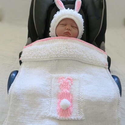 Baby Bunting Bunny Car Seat Blanket plus Hat