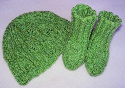 Lacy Leaves Baby Hat and Booties