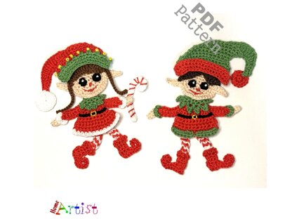Elf duo crochet applique pattern