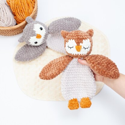 Crochet owl snuggler pattern, Owl lovey