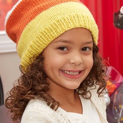 Candy Corn Slouchy Hat in Red Heart Baby Hugs Medium - LW5409 - Downloadable PDF