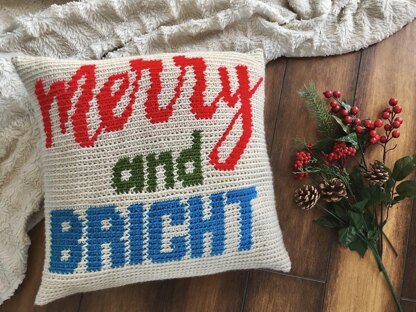 Merry And Bright Pillow or Wall Hanging Banner