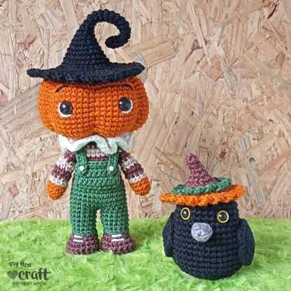 Igor Pumpkin Head and Crow Amigurumi