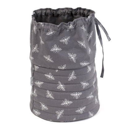 Hobbygift Grey Bees Drawstring Bag