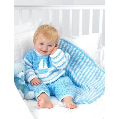 Striped Blanket in Bernat Baby Coordinates Solids