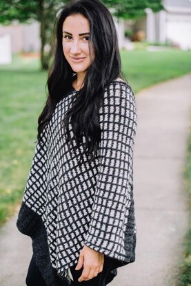 Raven Plaid Poncho