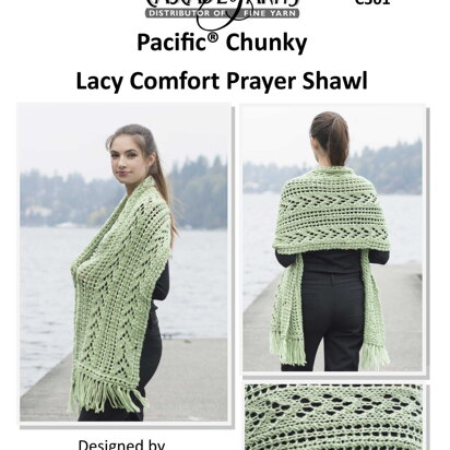 Lacy Comfort Prayer Shawl in Cascade Yarns Pacific Chunky - C301 - Downloadable PDF