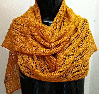 Golden Garden Lace Knit Scarf