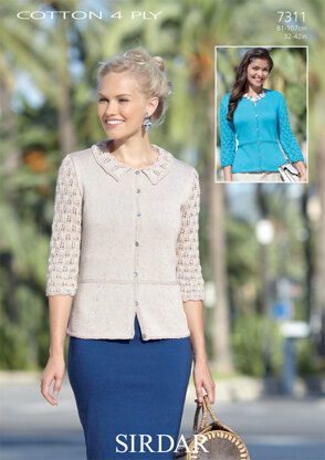 Round Neck and Collar Neck Cardigan in Sirdar Cotton 4 Ply - 7311 - Downloadable PDF