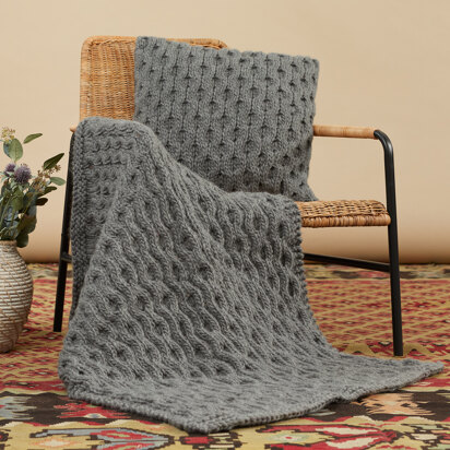 Skyland Blanket & Pillow - Knitting Pattern for Home in Tahki Yarns Highland Roving - knitting pattern