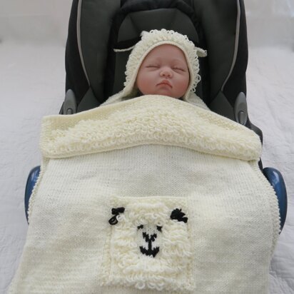 Little Lamb Hooded Baby Car Seat Blanket