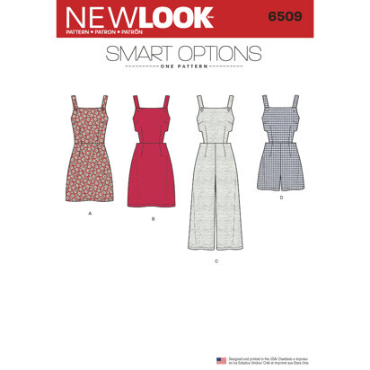 New Look 6509 Women’s  Jumper, Romper, and Dress with Bodice Variations 6509 - Paper Pattern, Size A (6-8-10-12-14-16-18)